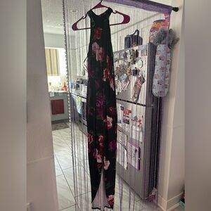 Black Floral Halter Maxi Dress